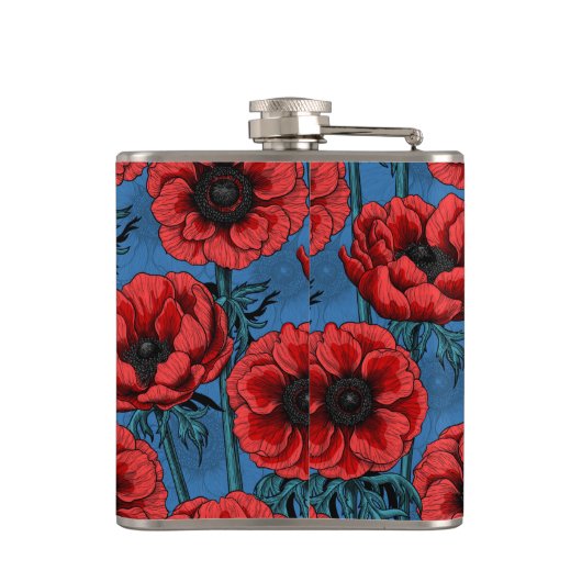 Rode anemontuin heupfles (Achterkant)