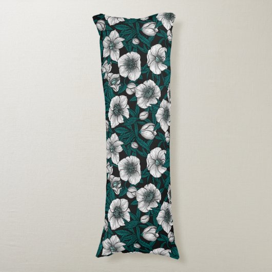 Rode anemontuin lichaamskussen (Voorkant Verticaal)