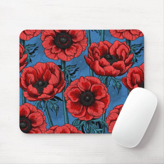 Rode anemontuin muismat (Met muis)