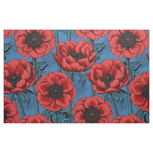 Rode anemontuin stof (Fat Quarter)