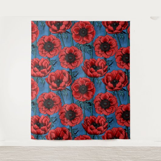 Rode anemontuin wandkleed (Voorkant)