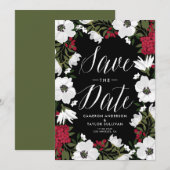 Rode Anemoon Blooms Save the Date Aankondiging (Voorkant / Achterkant)