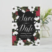 Rode Anemoon Blooms Save the Date Aankondiging (Staand voorkant)