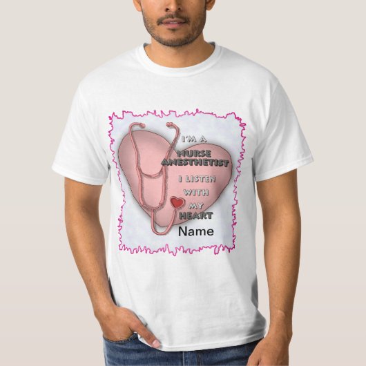 Rode Anesthesist Verpleegster Hart t-shirt (Voorkant)