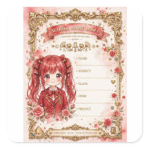 Rode Anime Meisje School Label