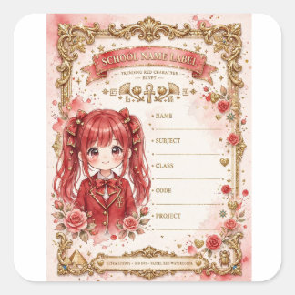 Rode Anime Meisje School Label