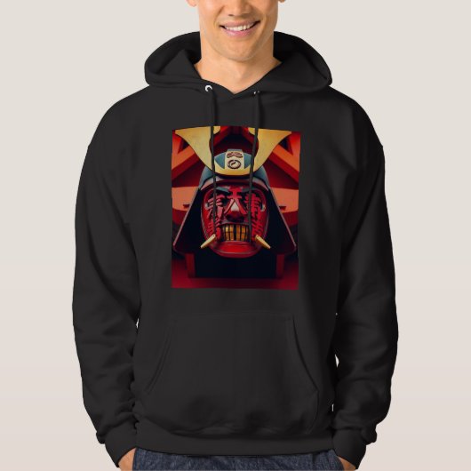 Rode anime-samurai-masker hoodie (Voorkant)