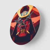 Rode anime-samurai-masker ronde klok (Hoek)