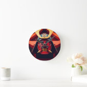 Rode anime-samurai-masker ronde klok (Huis)