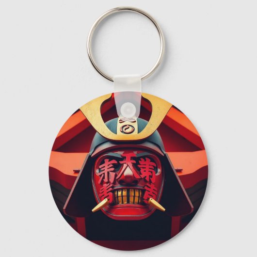 Rode anime-samurai-masker sleutelhanger (Voorkant)