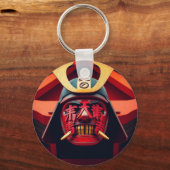 Rode anime-samurai-masker sleutelhanger (Voorkant)