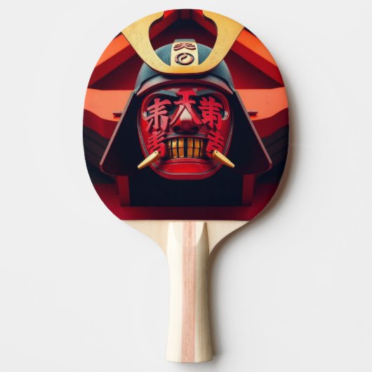 Rode anime-samurai-masker tafeltennisbatje (Voorkant)