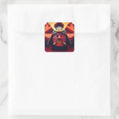 Rode anime-samurai-masker vierkante sticker (Tas)