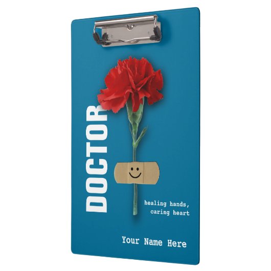 Rode Anjer Aangepaste Naam Klembord voor Doctor (Links)