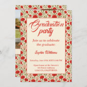 Rode Anjer Bloemen Afstuderen Uitnodiging (Voorkant / Achterkant)