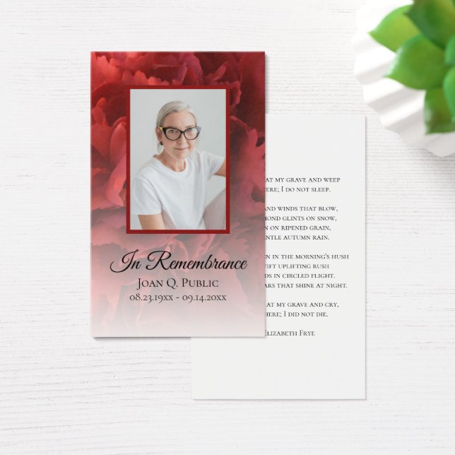 Rode Anjer Bloemen Begrafenis Gebed Visitekaartje (Bureau)