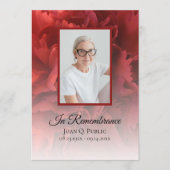 Rode Anjer Bloemen Begrafenis Service Programmakaart (Voorkant)