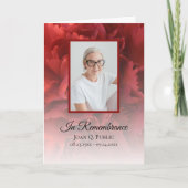 Rode anjer bloemen begrafenisdienst gevouwen programma (Voorkant)