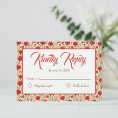  rode anjer bloemen bruiloft RSVP kaartje (Staand voorkant)
