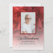 Rode Anjer Bloemen Dood Jubileum Memorial Kaart (Voorkant)