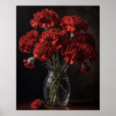 Rode Anjer Bloemen Kunst Print Poster (Voorkant)