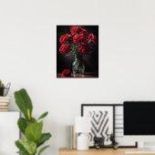 Rode Anjer Bloemen Kunst Print Poster (Thuiskantoor)