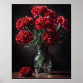 Rode Anjer Bloemen Kunst Print Poster (Voorkant)