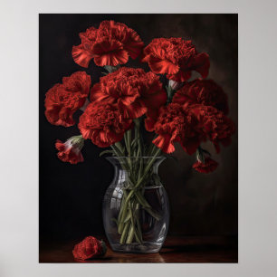 Rode Anjer Bloemen Kunstprint Poster