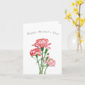 Rode anjer bloemen Moederdag Kaart (Gele Bloem)