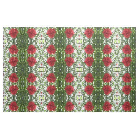 Rode Anjer Bloemen Patroon Stof (Fat Quarter)