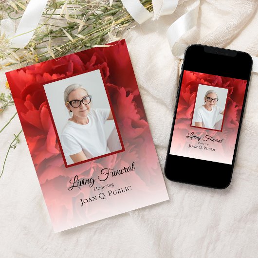 Rode Anjer Bloemen Wonen Begrafenisfeest Kaart