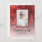 Rode anjer bloemenviering van het leven begrafenis kaart (Voorkant)