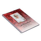 Rode anjer bloemenviering van het leven begrafenis notitieboek (Rechterzijde)