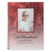 Rode anjer bloemenviering van het leven begrafenis notitieboek (Voorkant)