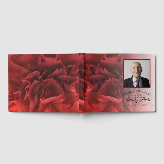 Rode anjer bloemenviering van het leven gastenboek (Volledig)