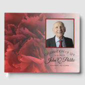 Rode anjer bloemenviering van het leven gastenboek (Voorkant)