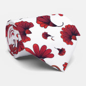 Rode anjer bloempatroon stropdas (Opgerold)