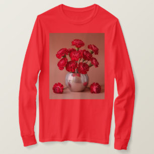 Rode Anjer Boeket Lange Mouw T-shirt