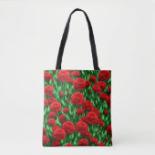 Rode Anjer Flower Canvas tas (Voorkant)