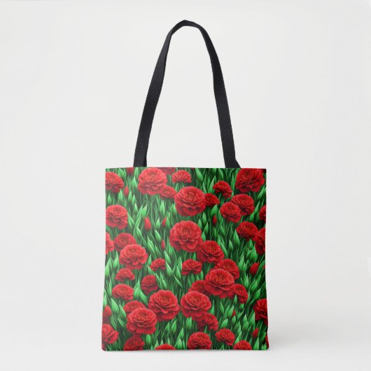 Rode Anjer Flower Canvas tas (Voorkant)