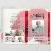 Rode anjer Funeral Program sjabloon (Voorkant / Achterkant)