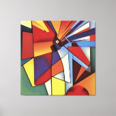 Rode anjer in een Abstracte vlakke geometrische ku Canvas Afdruk (Voorkant)