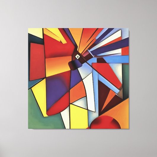 Rode anjer in een Abstracte vlakke geometrische ku Canvas Afdruk (Voorkant)