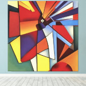 Rode anjer in een Abstracte vlakke geometrische ku Canvas Afdruk (Insitu (Houten vloer))