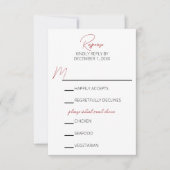 Rode anjer minimalistische bruiloft RSVP kaartje (Voorkant)