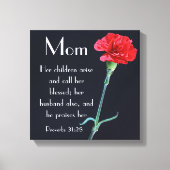 rode anjer Moederdag Bijbelvers Spreuken 31 Canvas Afdruk (Voorkant)