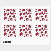 Rode anjer vectorpatroon bloem vierkante sticker (Vel)