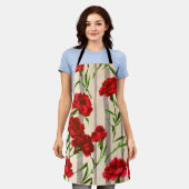 rode anjers afdrukken schort (Gedragen)