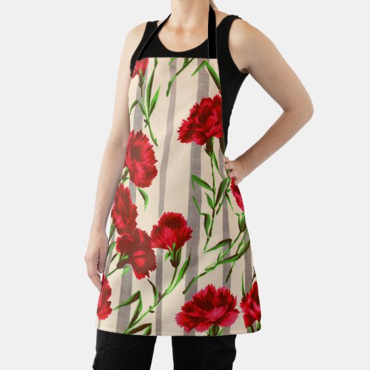rode anjers afdrukken schort (Insitu)