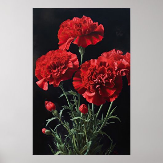 Rode anjers bloemenkunst print Poster (Voorkant)